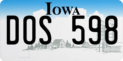 IA license plate DOS598
