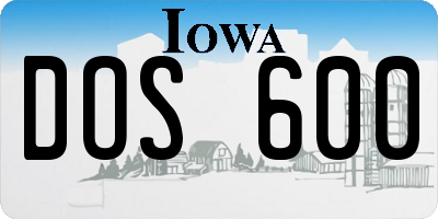 IA license plate DOS600
