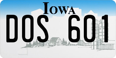 IA license plate DOS601