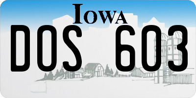 IA license plate DOS603