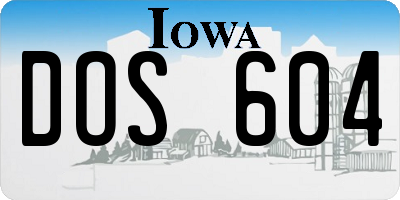 IA license plate DOS604