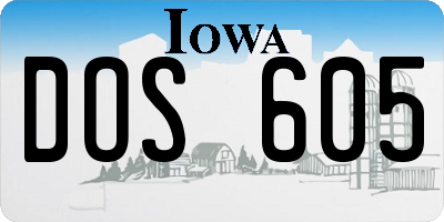 IA license plate DOS605