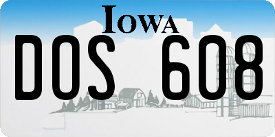 IA license plate DOS608