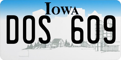 IA license plate DOS609
