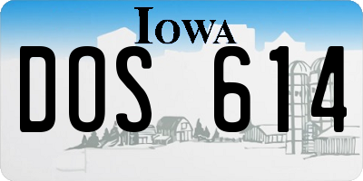 IA license plate DOS614
