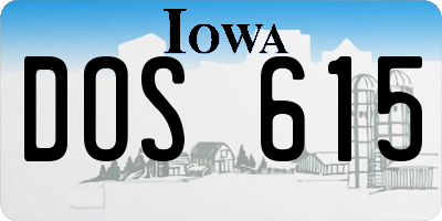 IA license plate DOS615