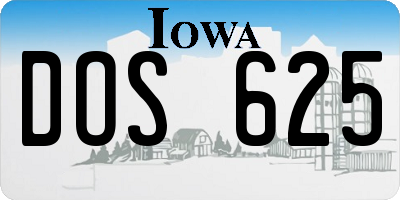 IA license plate DOS625