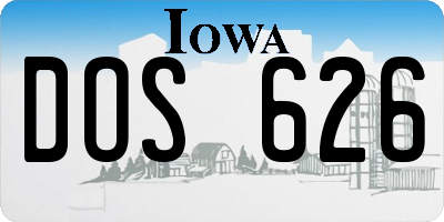 IA license plate DOS626