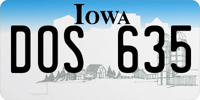 IA license plate DOS635