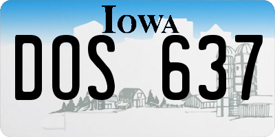 IA license plate DOS637