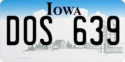 IA license plate DOS639