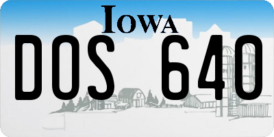 IA license plate DOS640