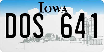 IA license plate DOS641
