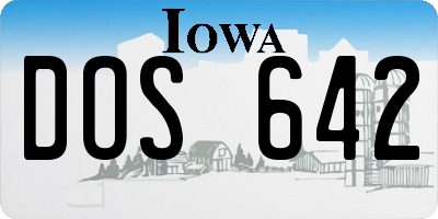 IA license plate DOS642