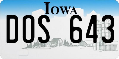 IA license plate DOS643