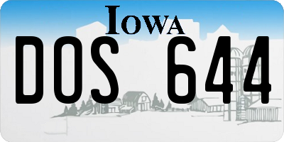 IA license plate DOS644