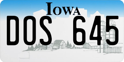 IA license plate DOS645