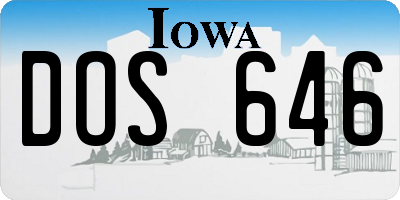 IA license plate DOS646