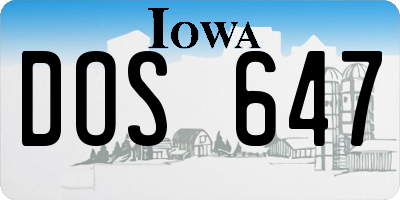 IA license plate DOS647