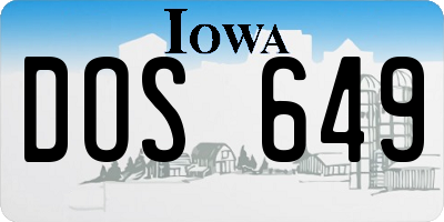 IA license plate DOS649