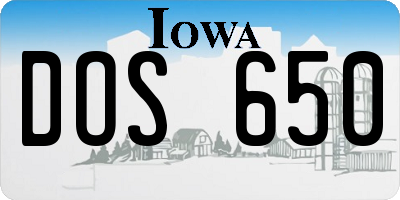 IA license plate DOS650