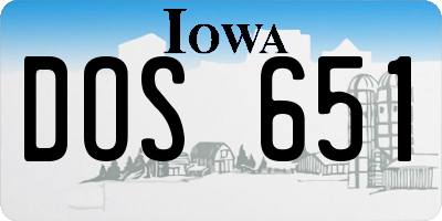 IA license plate DOS651