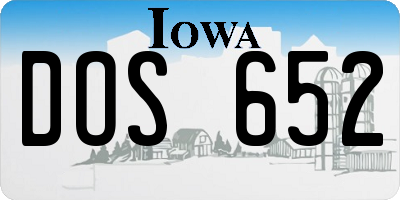IA license plate DOS652