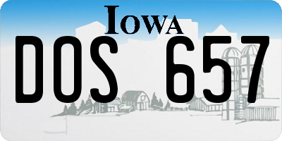 IA license plate DOS657