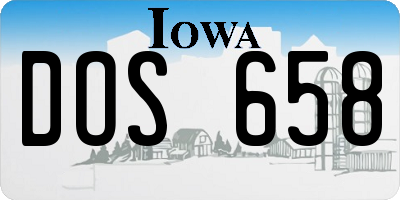 IA license plate DOS658