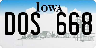 IA license plate DOS668