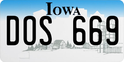 IA license plate DOS669