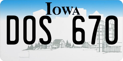 IA license plate DOS670