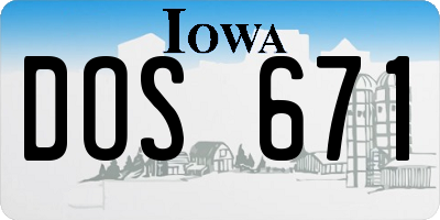 IA license plate DOS671