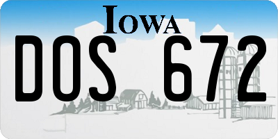 IA license plate DOS672