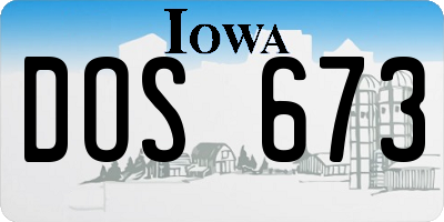 IA license plate DOS673