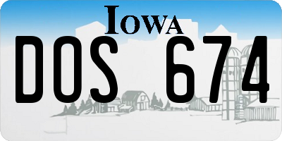 IA license plate DOS674