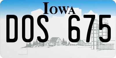 IA license plate DOS675