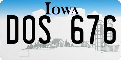 IA license plate DOS676