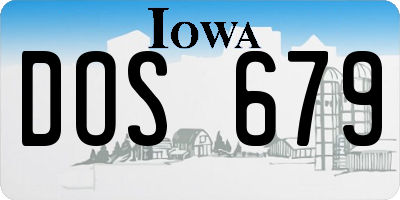 IA license plate DOS679