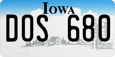 IA license plate DOS680