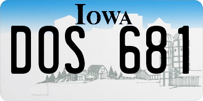 IA license plate DOS681