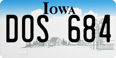 IA license plate DOS684