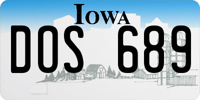 IA license plate DOS689