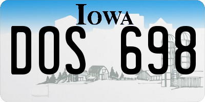 IA license plate DOS698