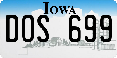 IA license plate DOS699