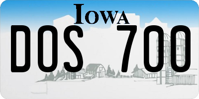 IA license plate DOS700