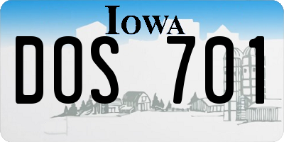 IA license plate DOS701