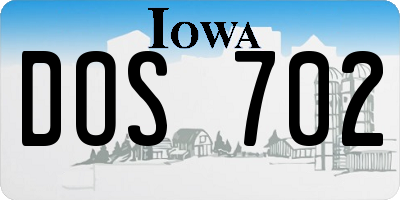 IA license plate DOS702