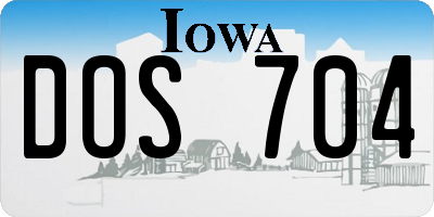 IA license plate DOS704