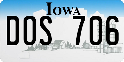 IA license plate DOS706